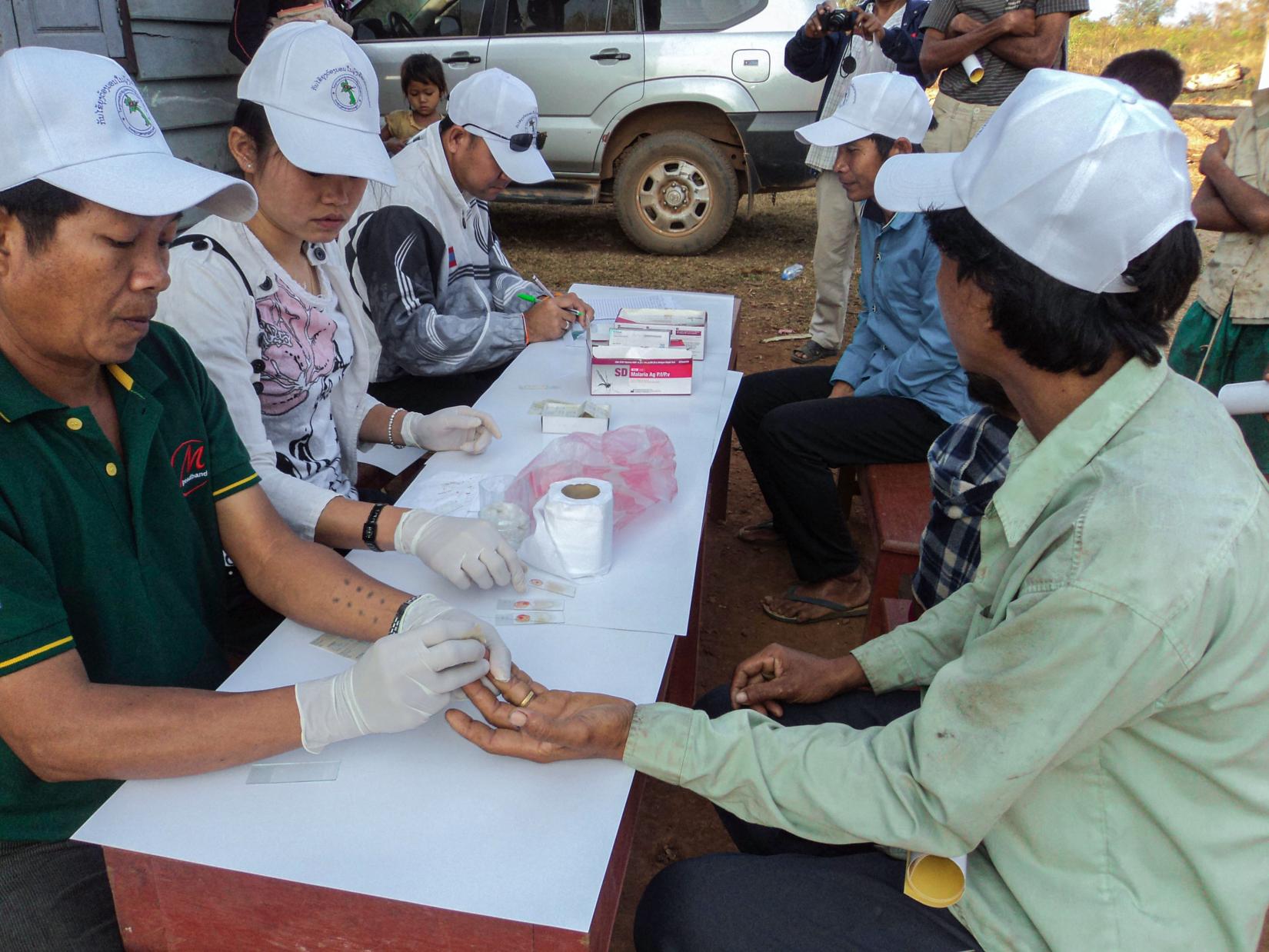 Malaria rapid diagnostics in Champasak Province.