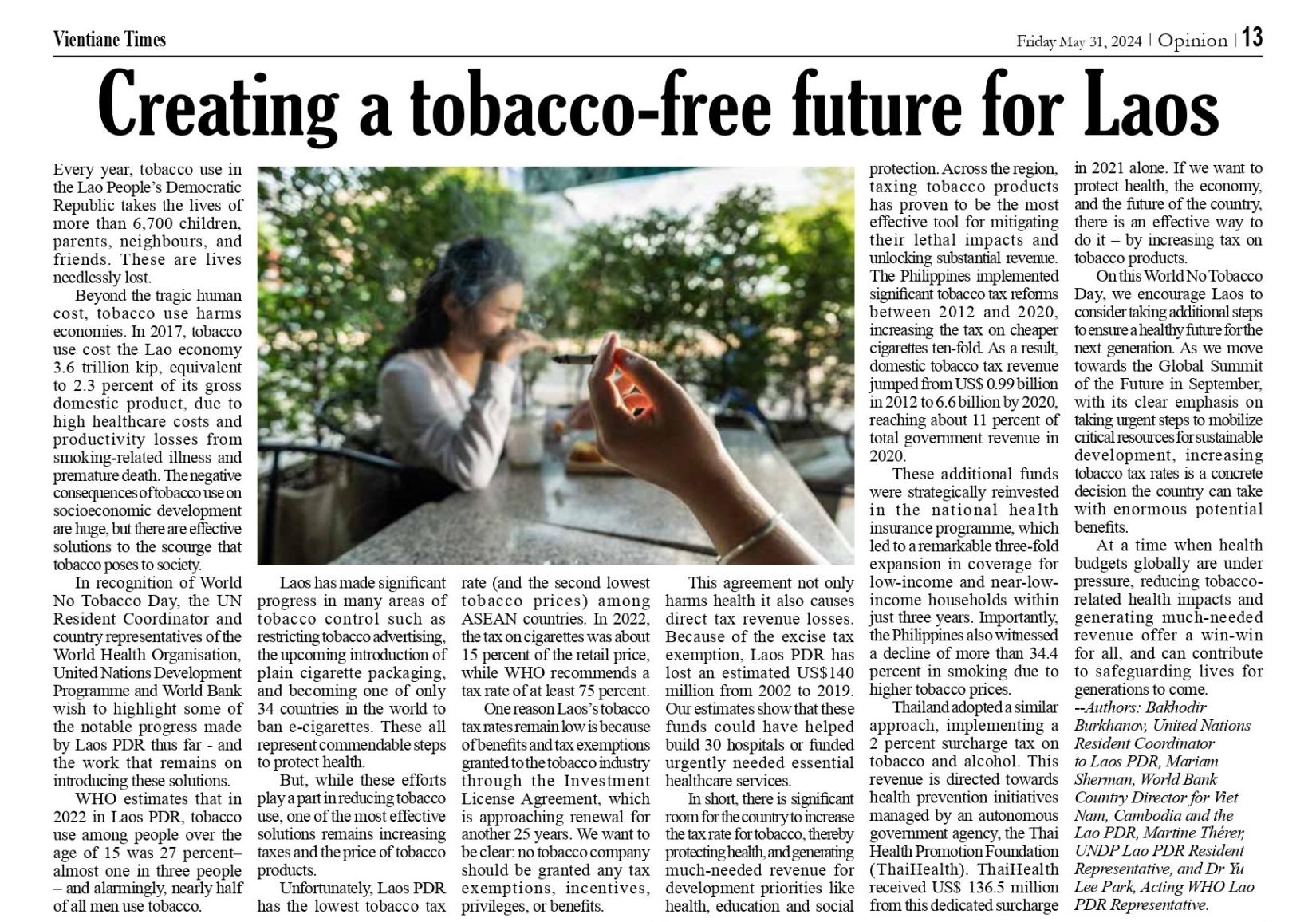 Create a Tobacco-Free future for Laos